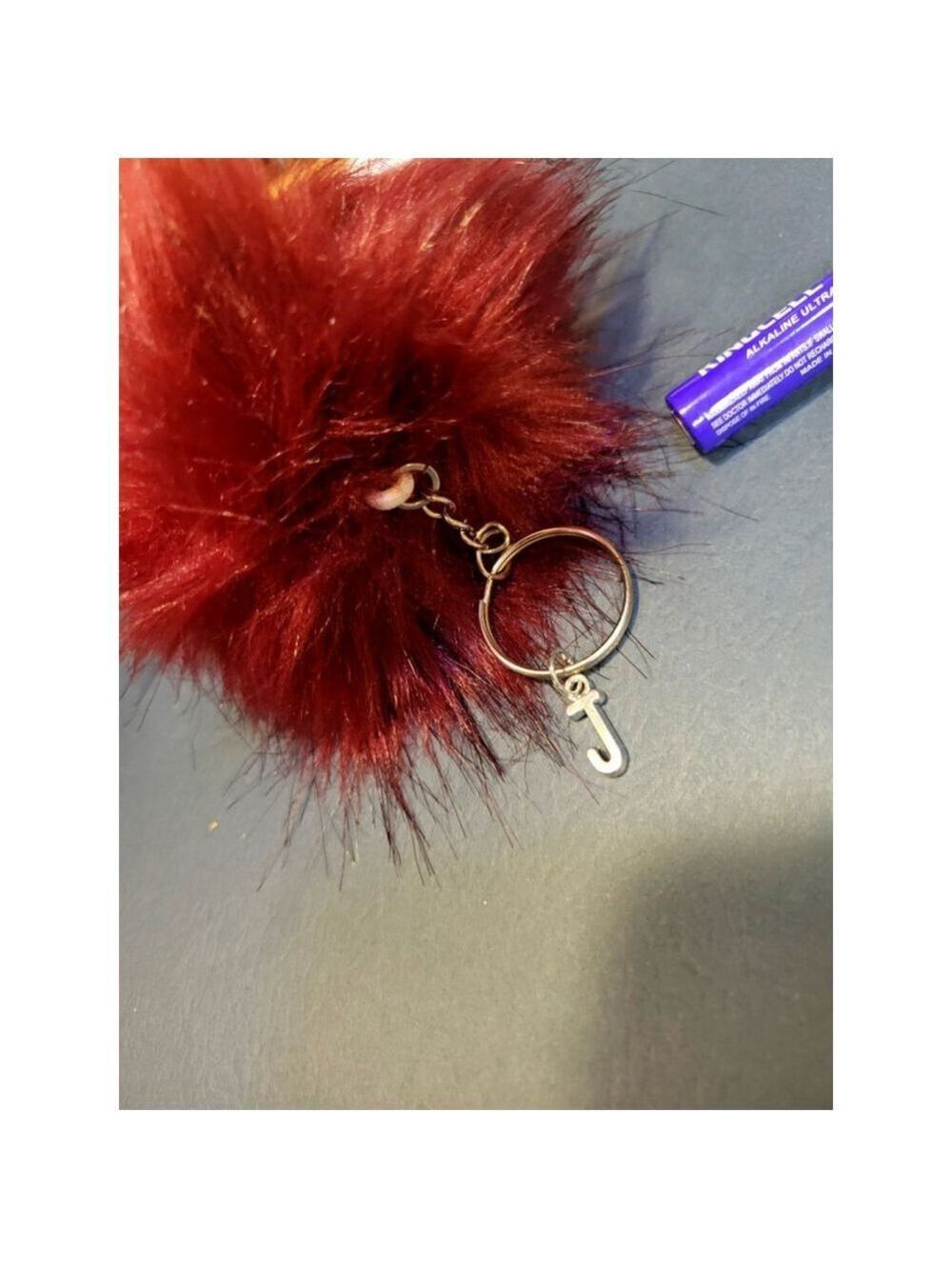 Faux Fox Fur Keychain Letter 3 Inch